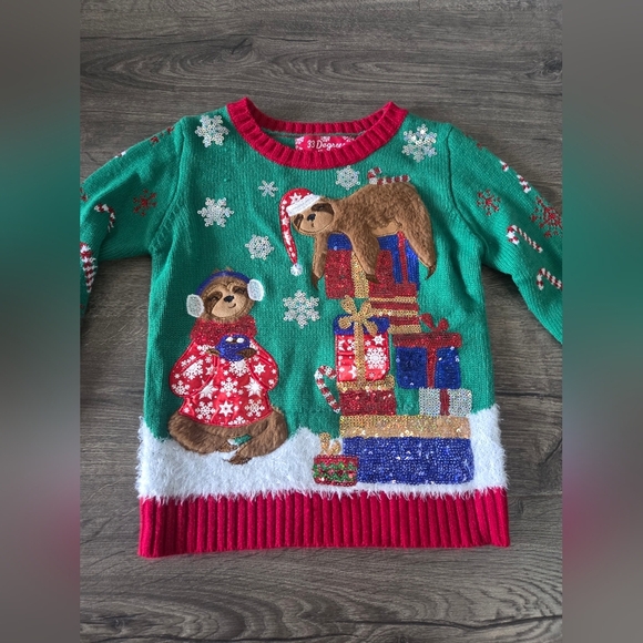 Girls sloth festive holiday sweater size 7 - Picture 4 of 4